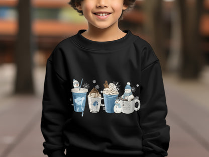 Cozy Winter Beverages Printed Kids Sweatshirt