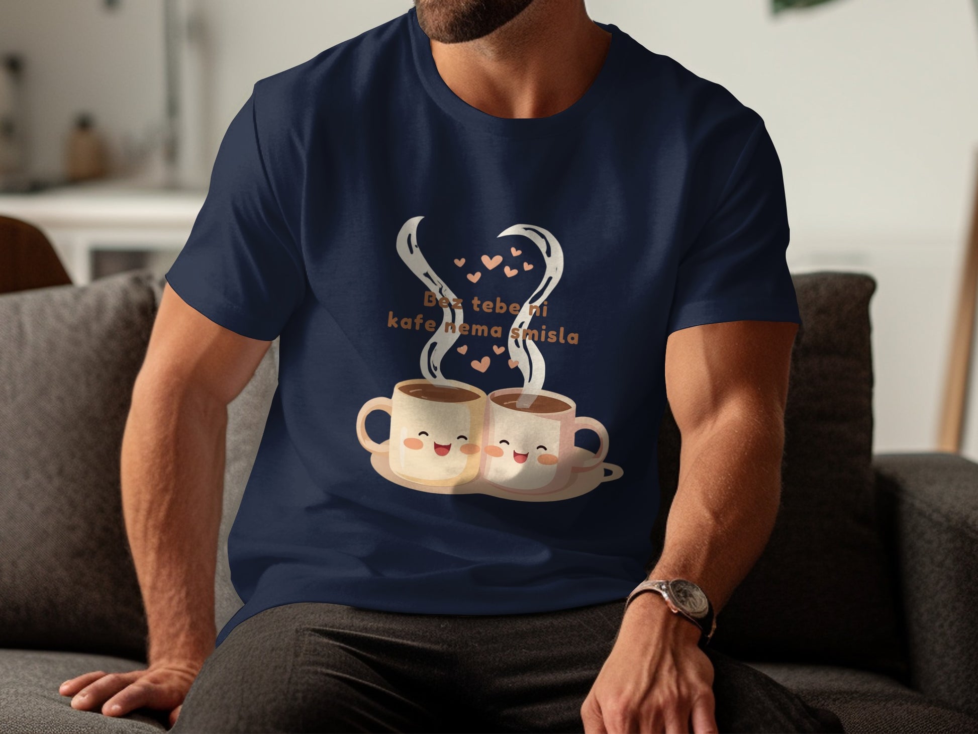 Cute Cartoon Mug Couple Design T-shirt