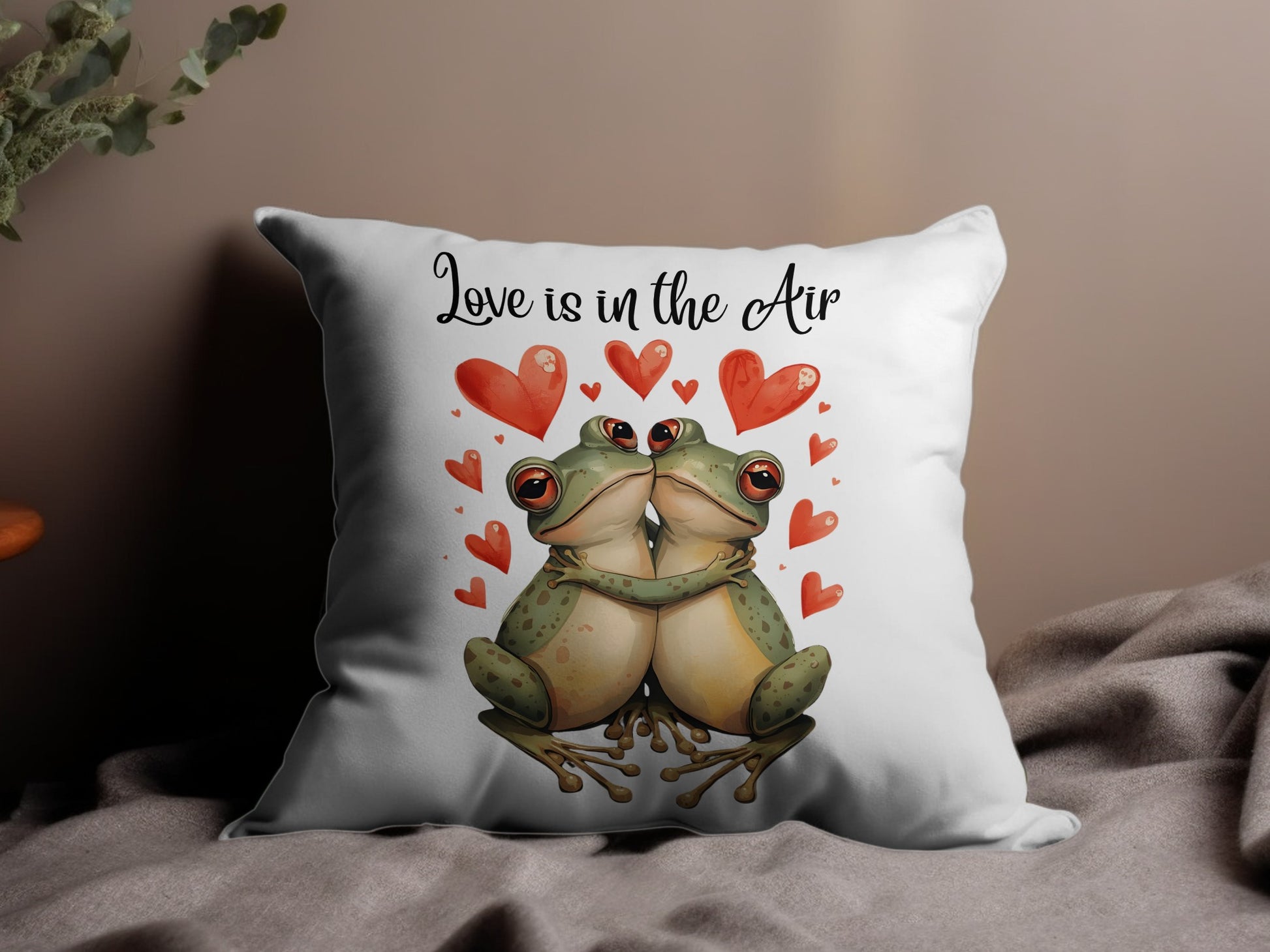 Love is in the Air Frog Design Pillow Product