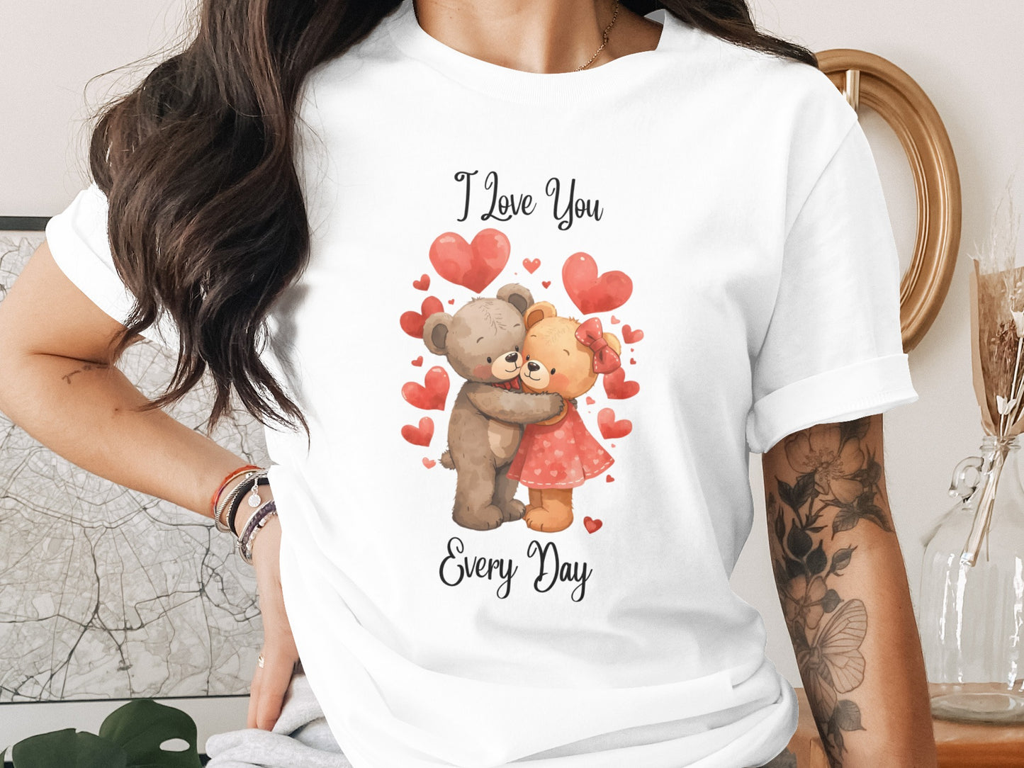 Adorable Bear Couple I Love You Every Day T-shirt
