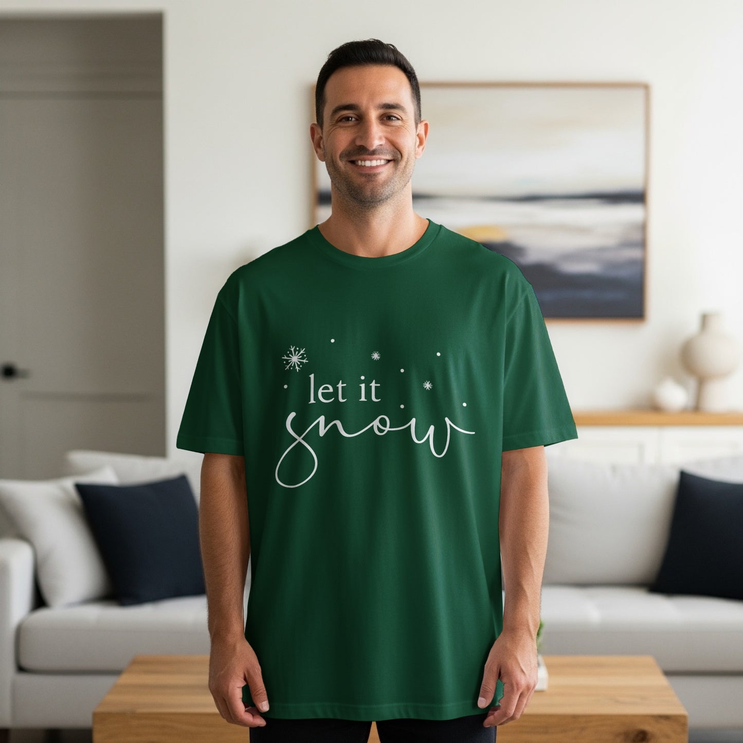 Let It Snow Festive Green Short Sleeve Shirt
