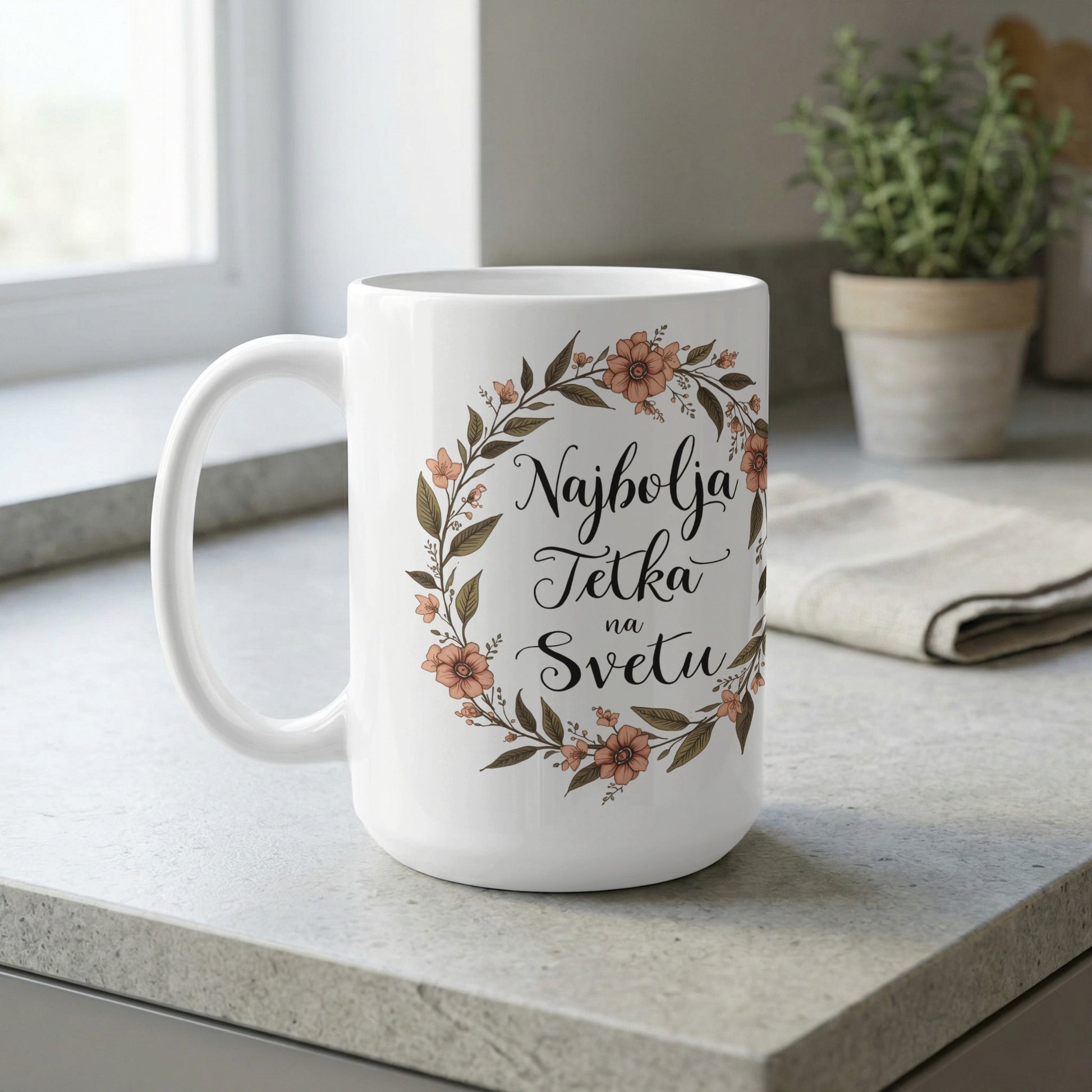 Najbolja Tetka na Svetu Floral Design Mug