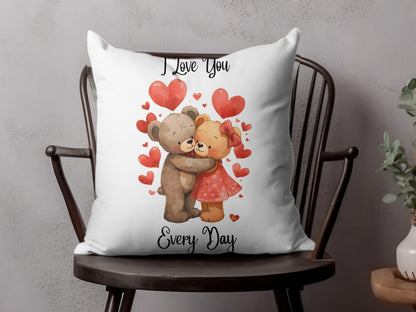 I Love You Every Day Cute Bear Couple Pillow