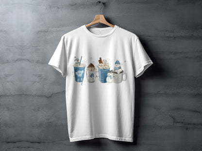 Cute Snowman Hot Chocolate Design White T-Shirt
