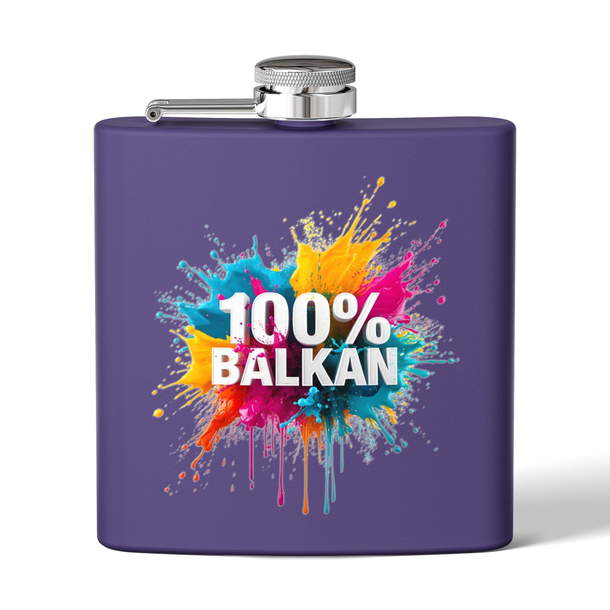 Purple 100% Balkan Paint Splatter Design Hip Flask product type
