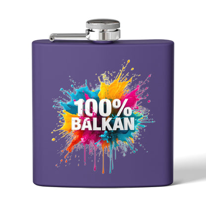 Purple 100% Balkan Paint Splatter Design Hip Flask product type