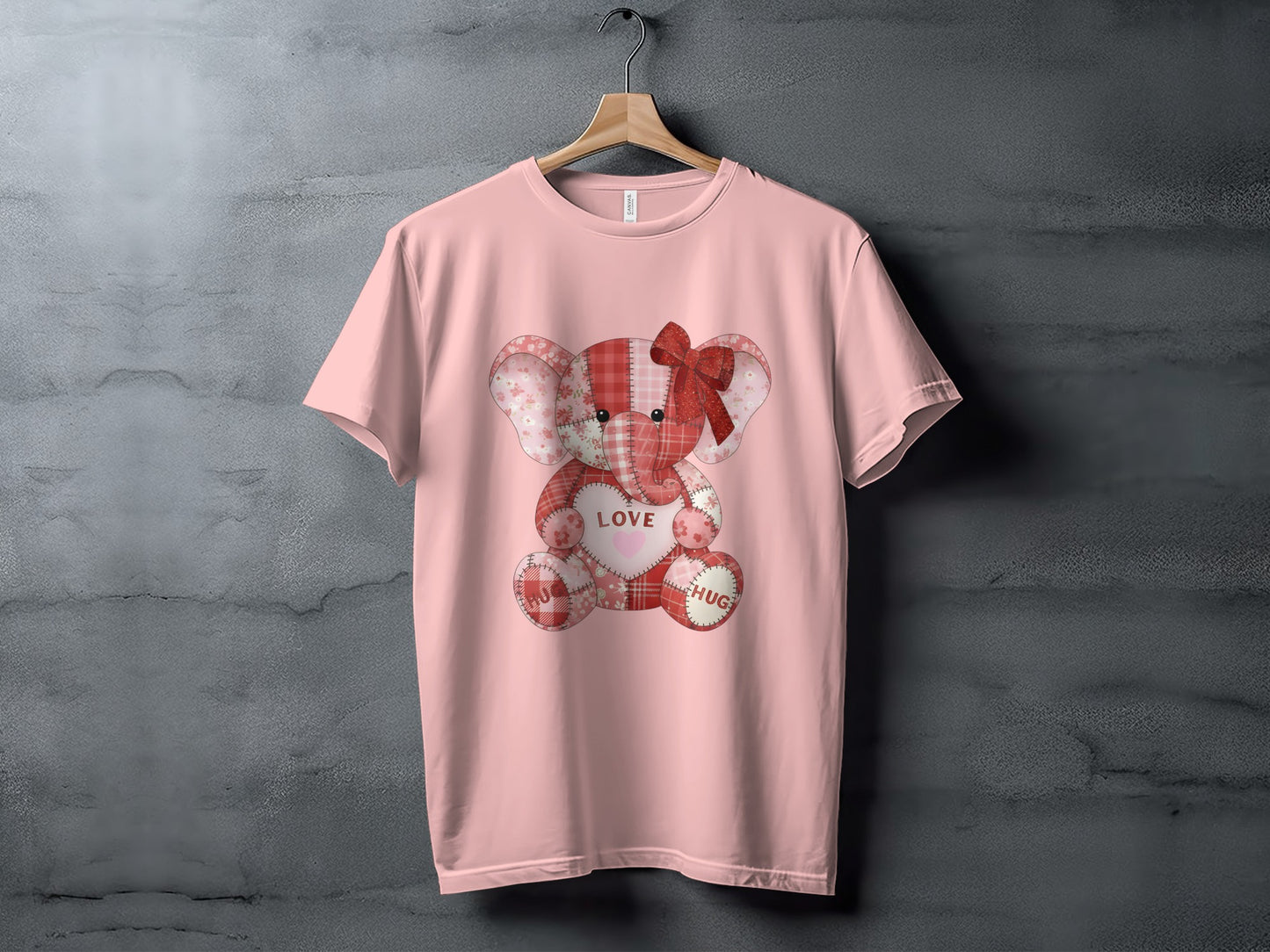 Pink T-Shirt with Adorable Patchwork Teddy Bear Design