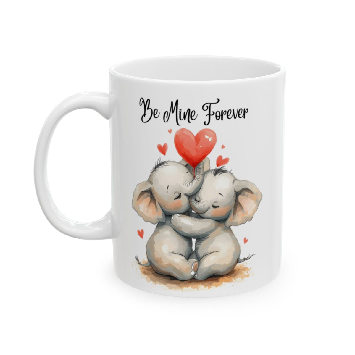 Be Mine Forever Elephants Hugging Heart Mug
