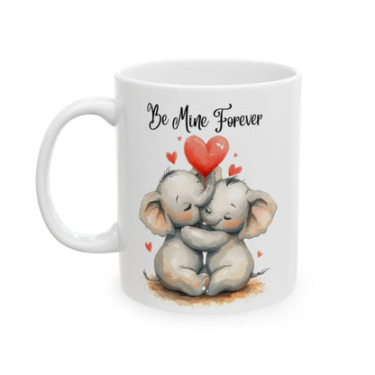 Be Mine Forever Elephants Hugging Heart Mug
