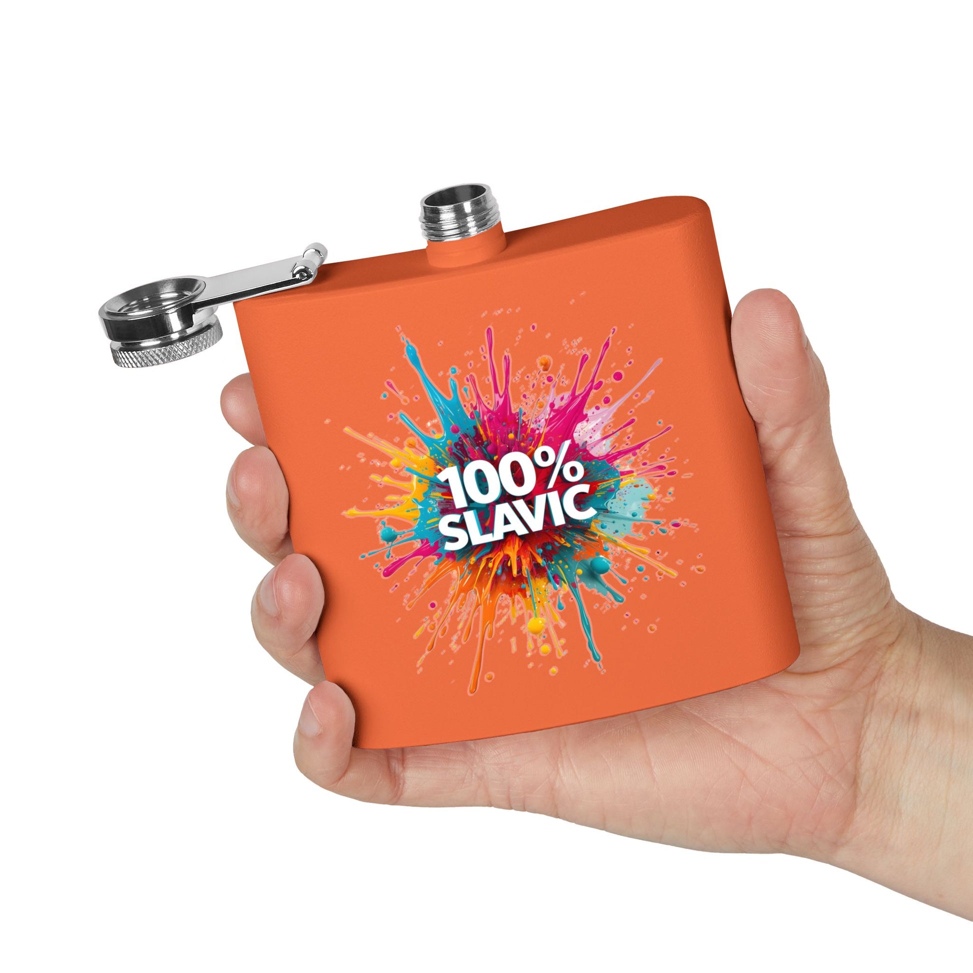 100% SLAVIC Colorful Splatter Orange Hip Flask product type