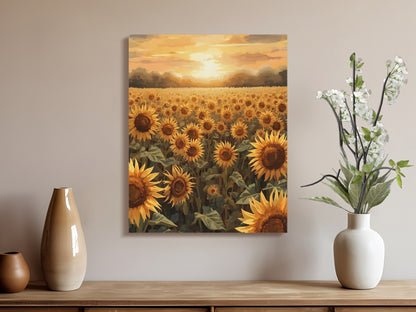 Sunflower Field Sunset Painting on Canvas product
