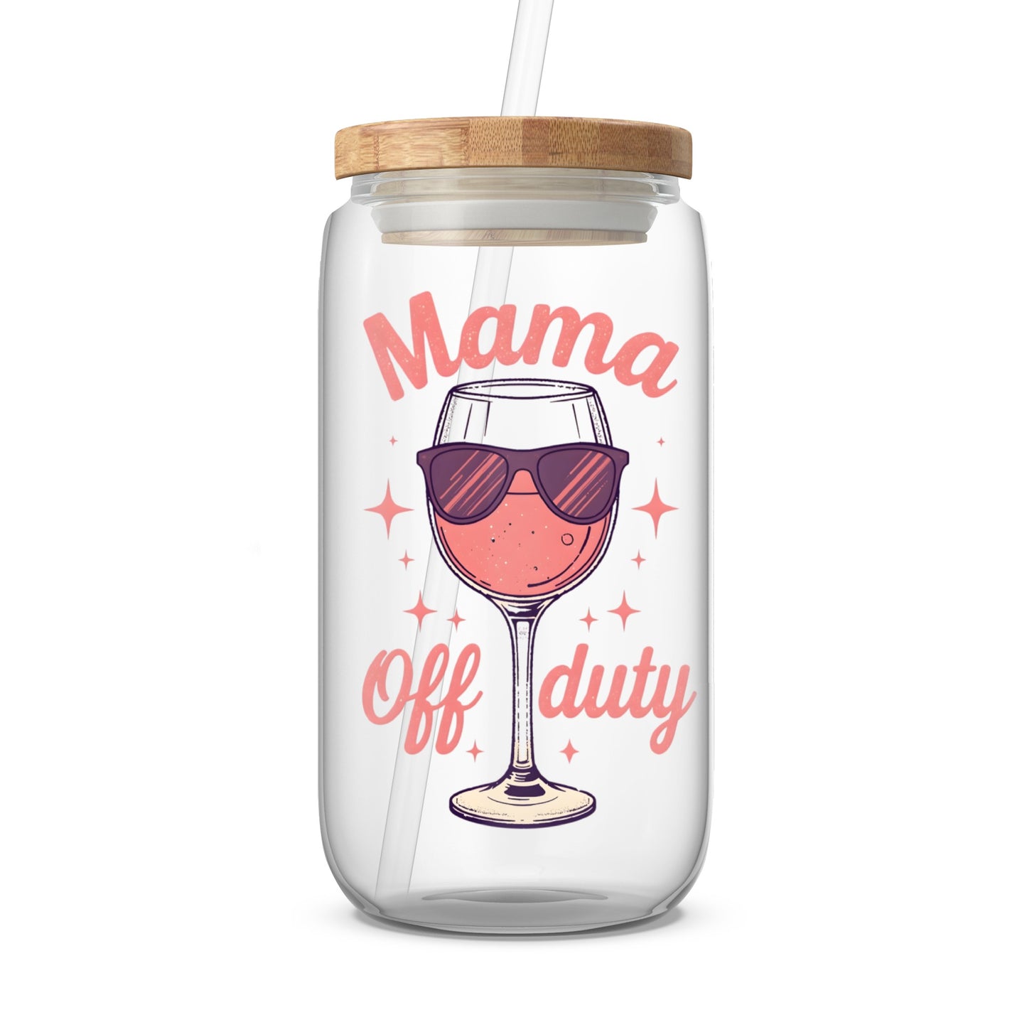 Mama Off Duty Wine Glass with Sunglasses Tumbler