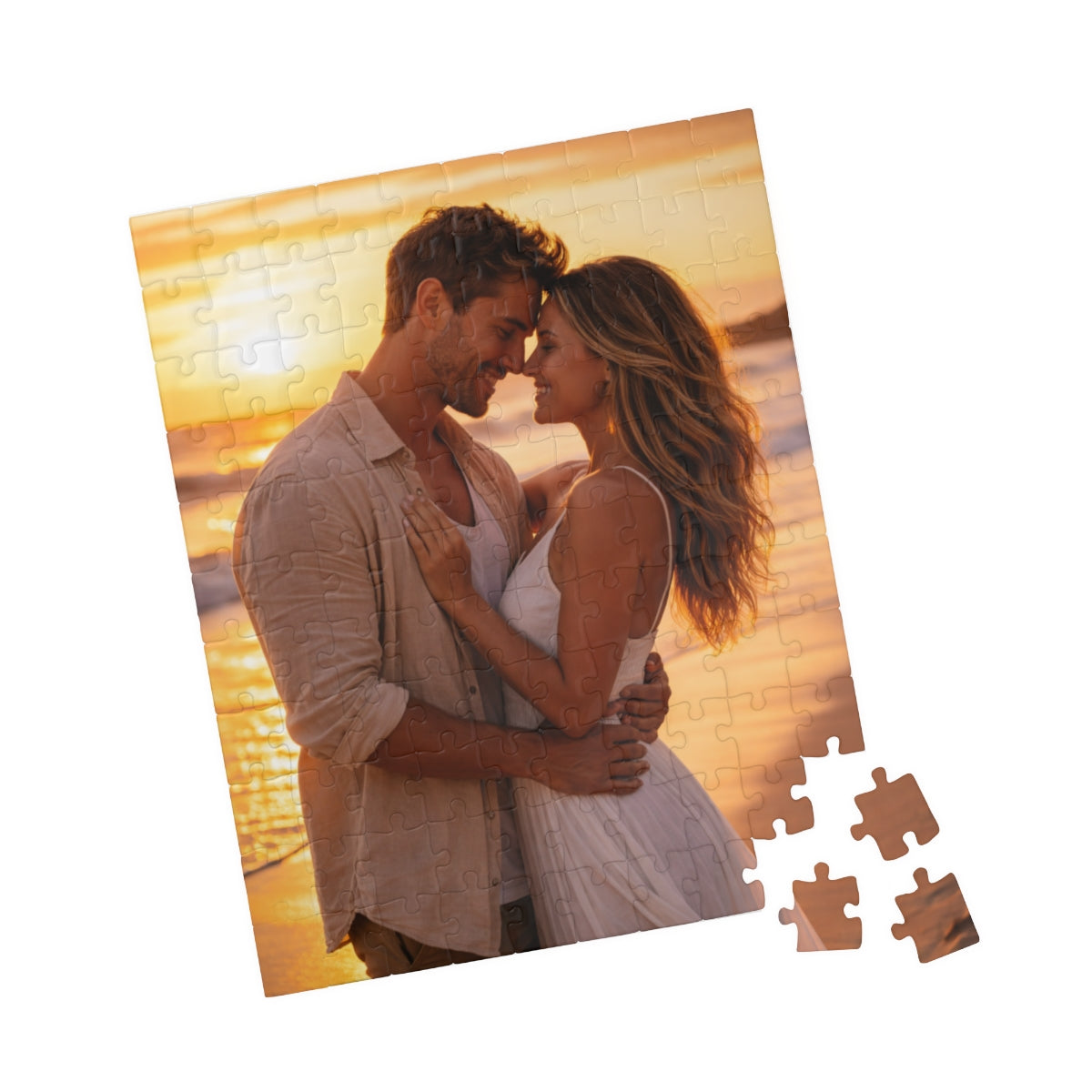 Romantic Beach Sunset Couple Puzzle for Relaxing Fun