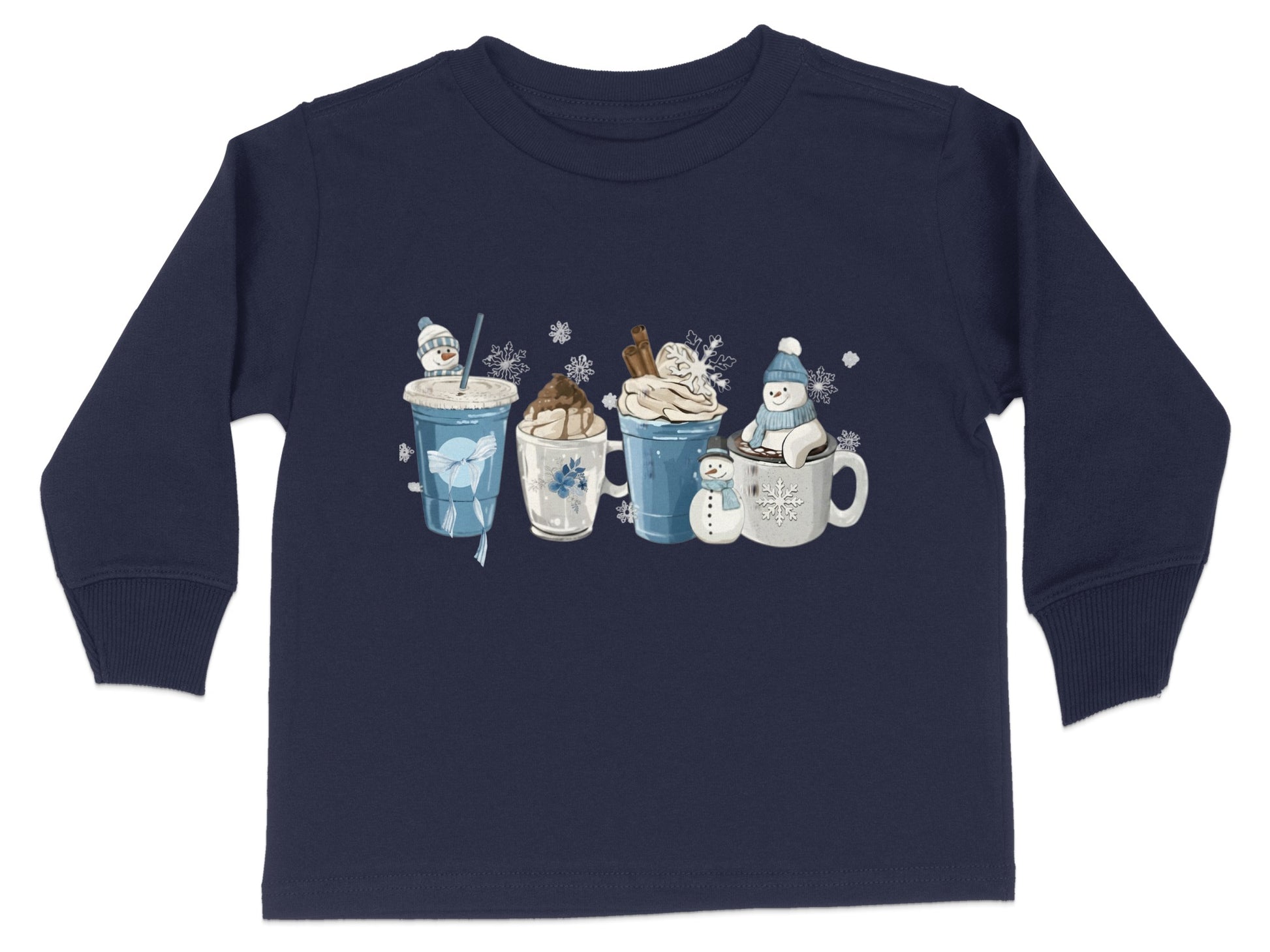 Snowman and Hot Cocoa Kids Long-Sleeve Shirt