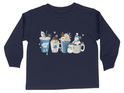 Snowman and Hot Cocoa Kids Long-Sleeve Shirt