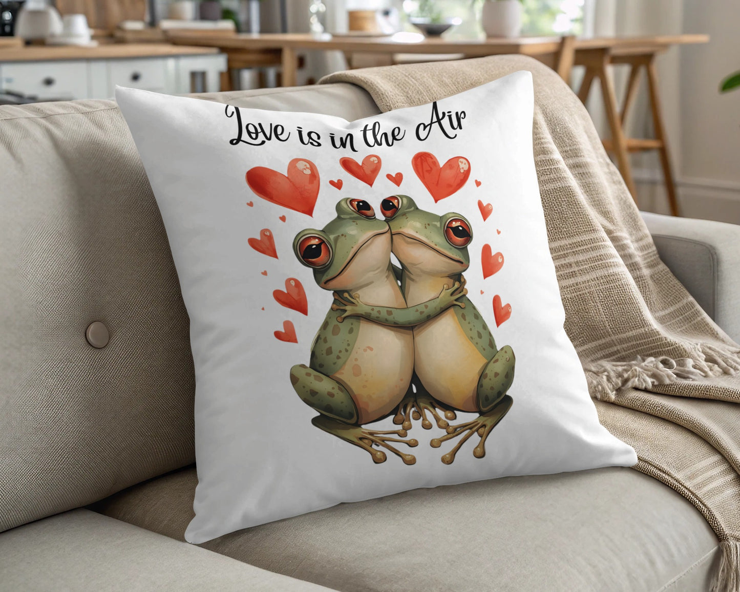 Love is in the Air Frogs Throw Pillow Product