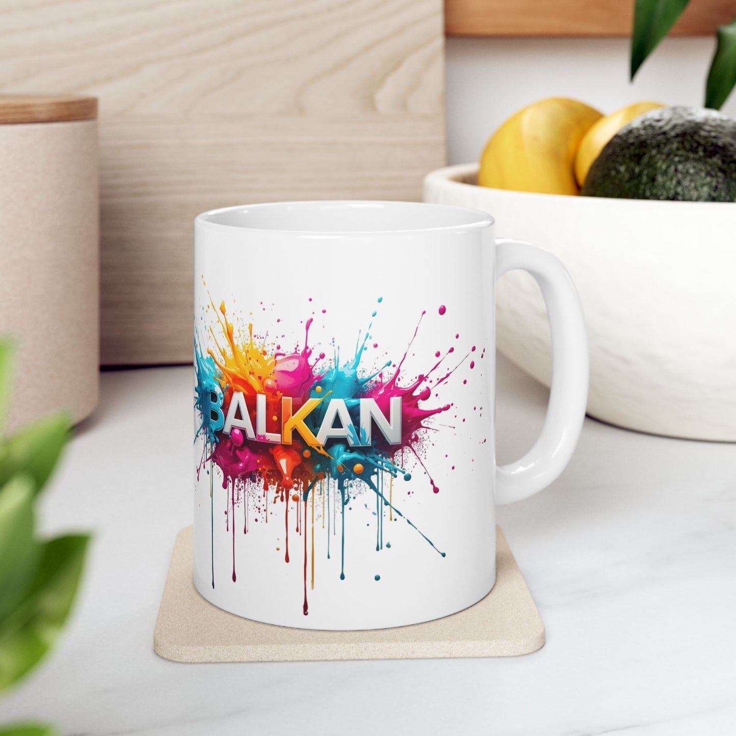Balkan Word Colorful Paint Splatter Design Mug product type