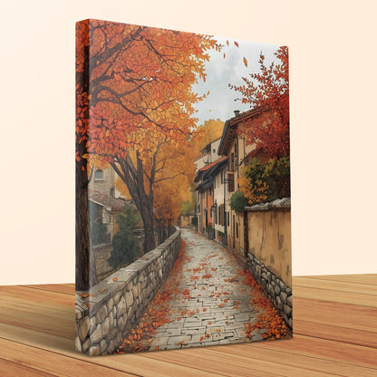 Beautiful Autumn Village Path Canvas Wall Art product