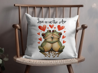Love is in the Air Romantic Frogs Pillow