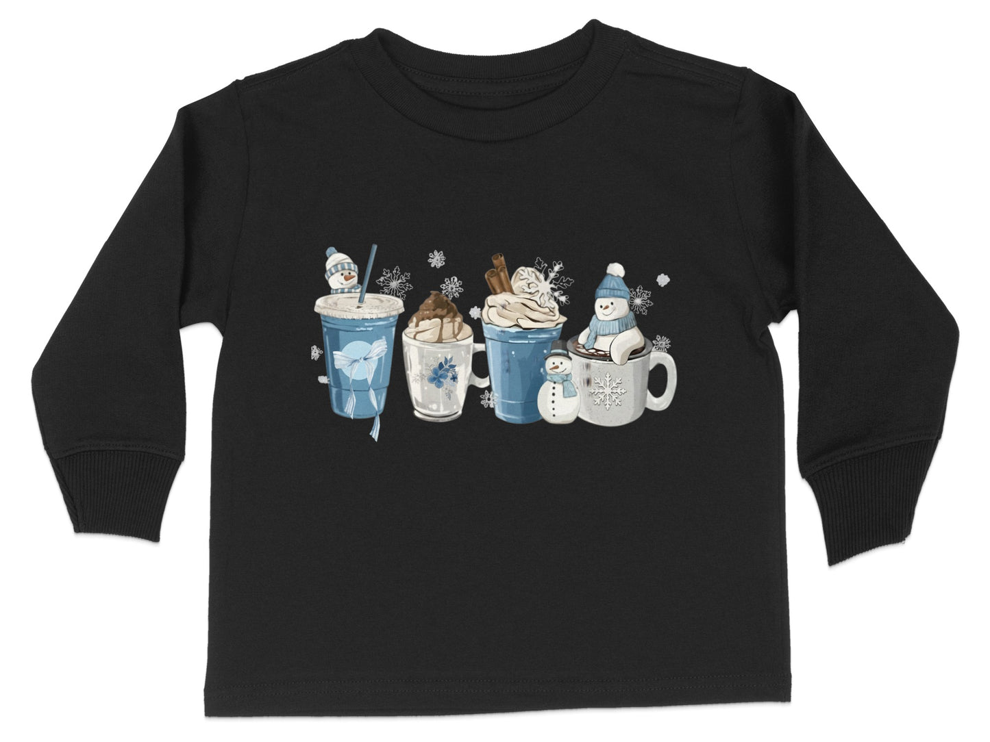 Cute Snowman and Winter Beverages Toddler Shirt