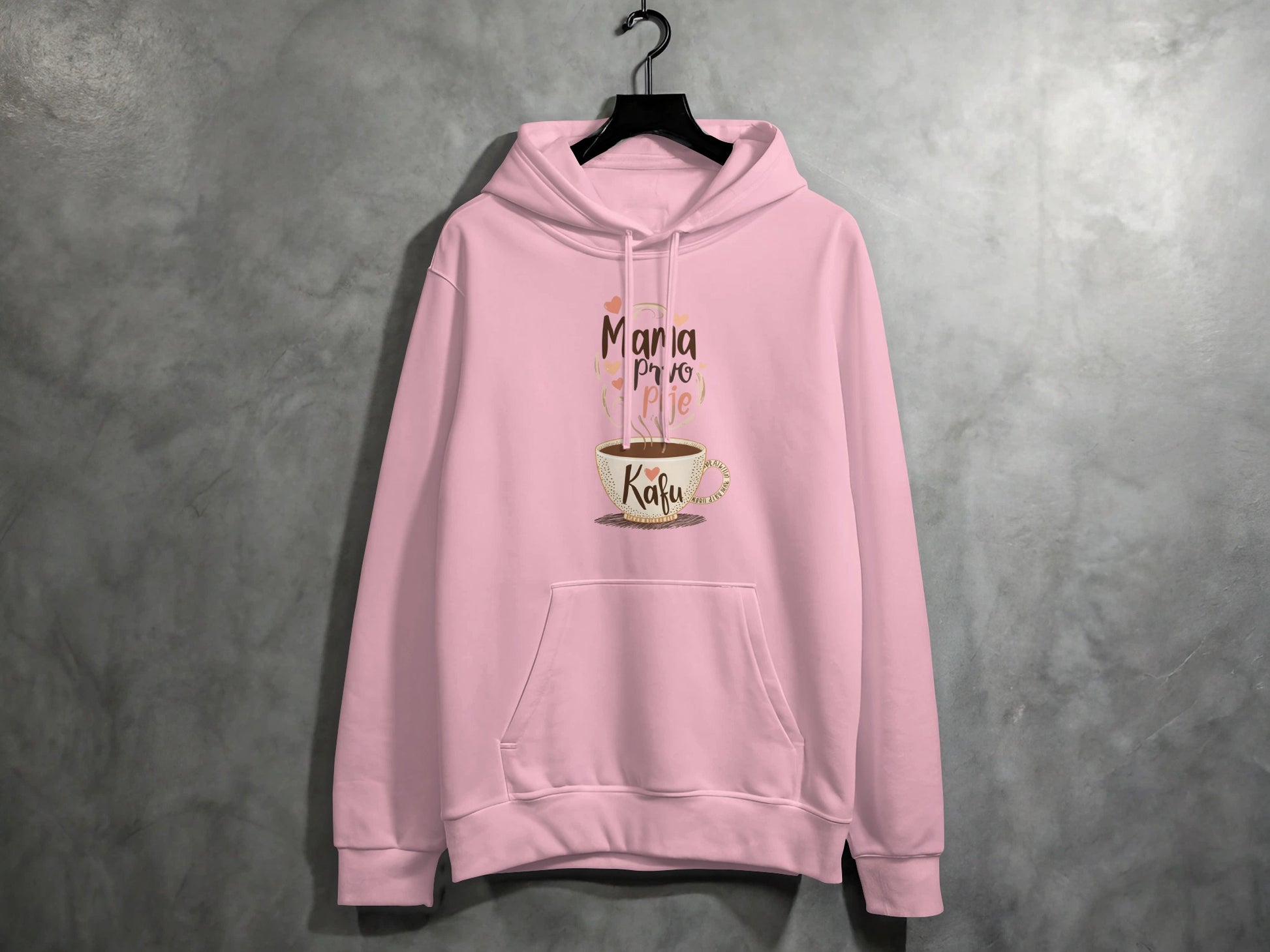 Mama Pijes Kafę Pink Graphic Hoodie product