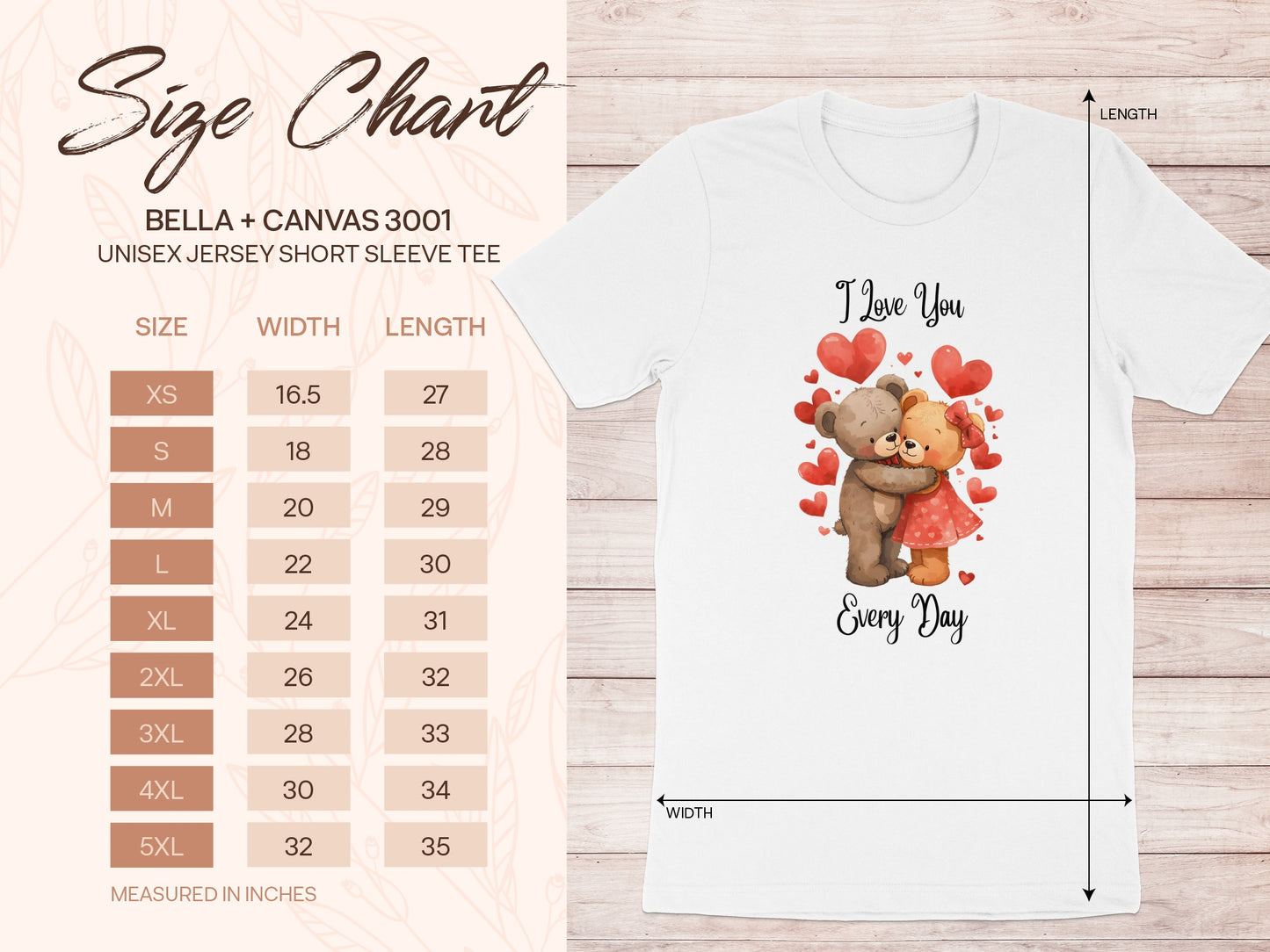 I Love You Every Day Bears Design T-Shirt