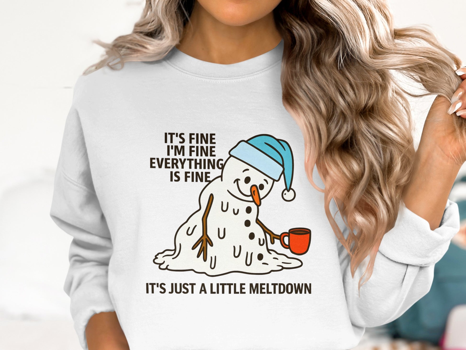 Funny Meltdown Snowman Coffee Lover Sweatshirt
