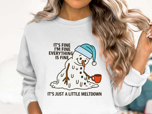 Funny Meltdown Snowman Coffee Lover Sweatshirt