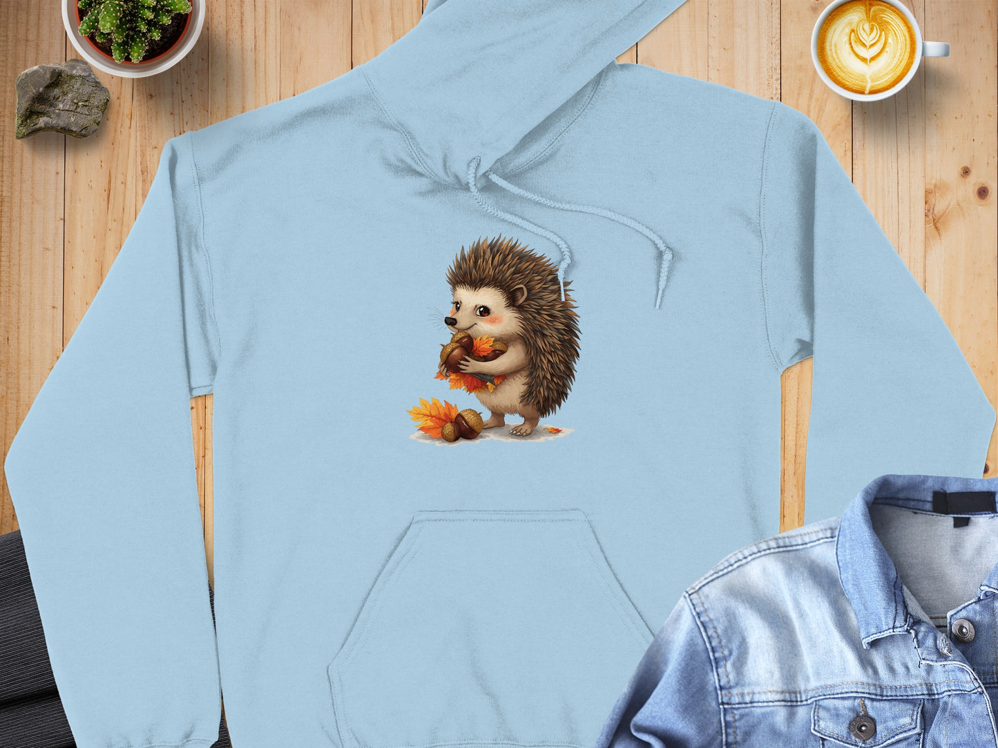 Cute Hedgehog with Pine Cones Graphic Hoodie Product