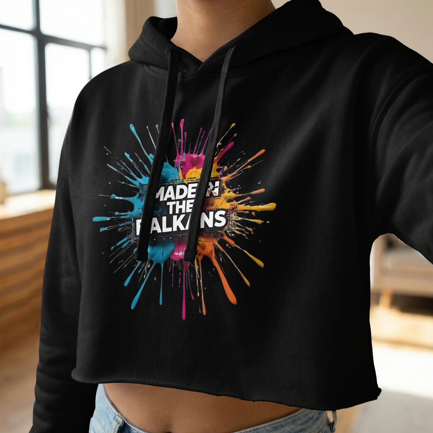 Made in the Balkans Paint Splash Cropped Hoodie product type