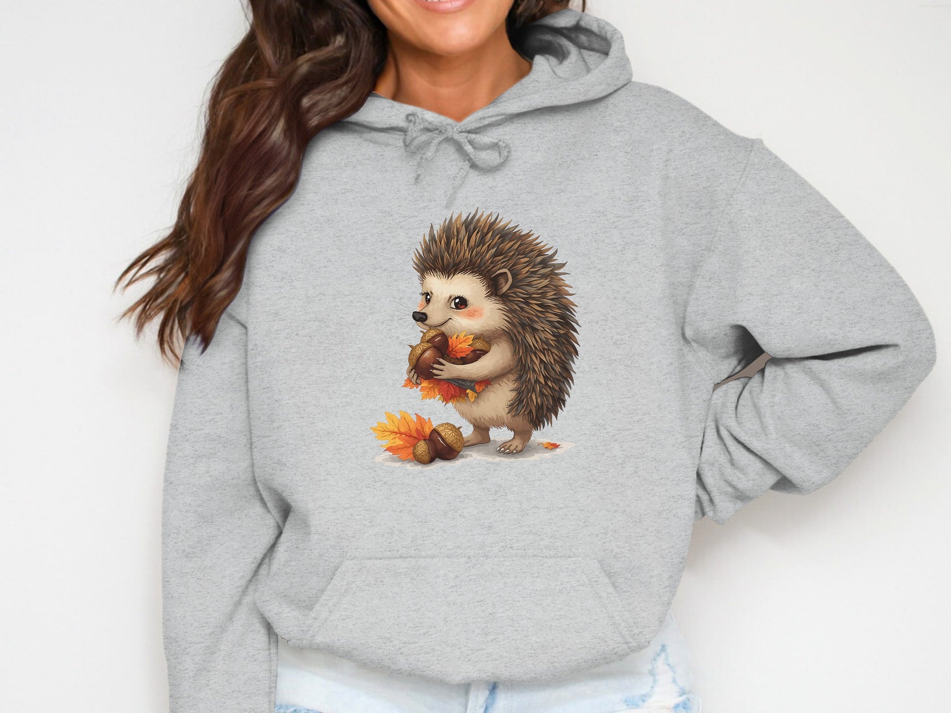 Cute Hedgehog Holding Autumn Leaves Hoodie product