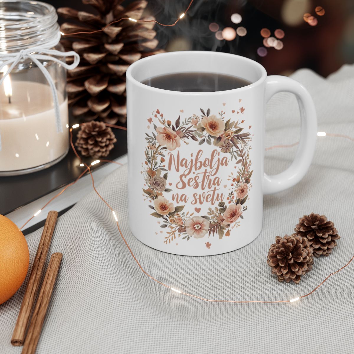 Najbolja Sestra na Svetu Floral Mug Ideal Gift