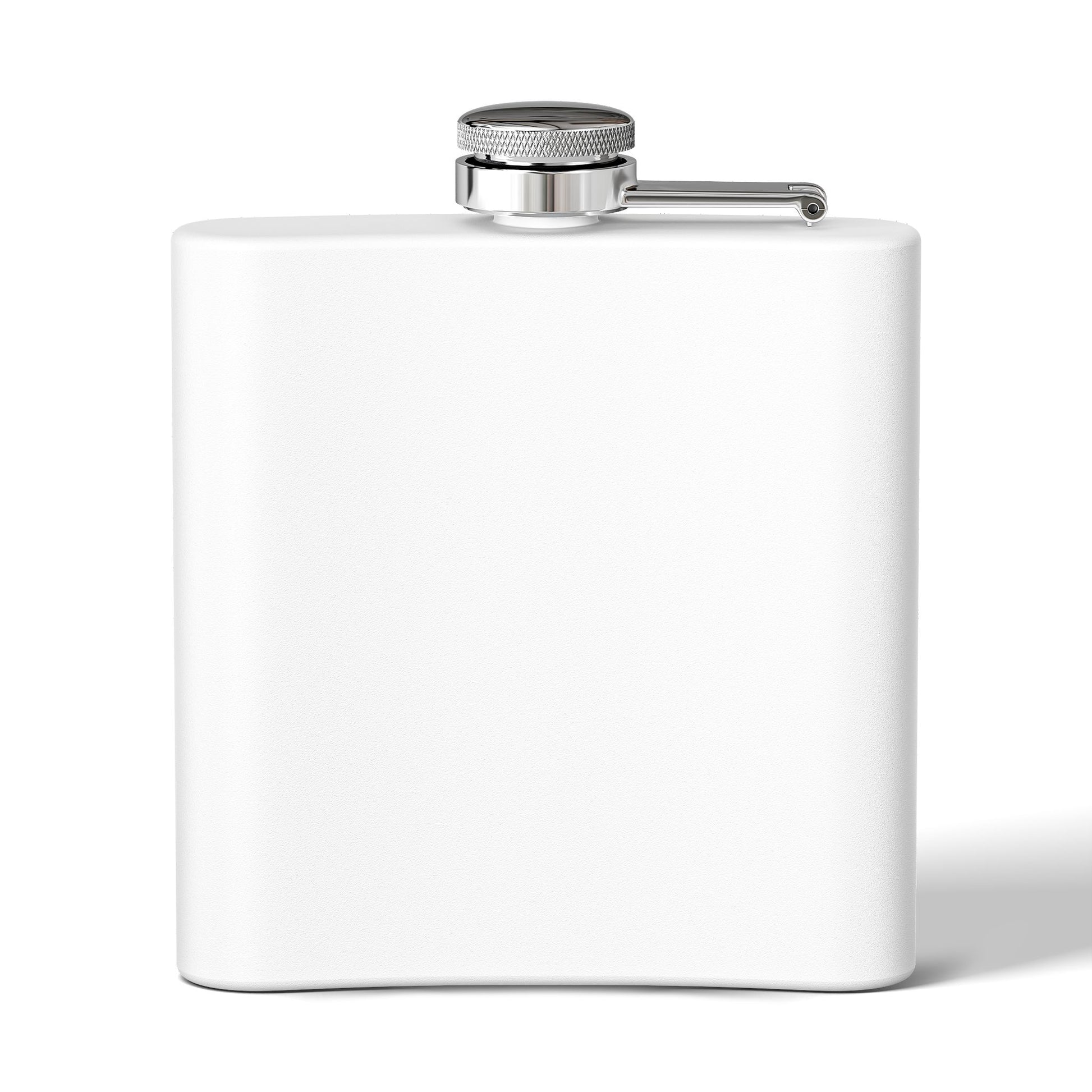White Hip Flask Knurled Silver Cap Shiny Detail product type