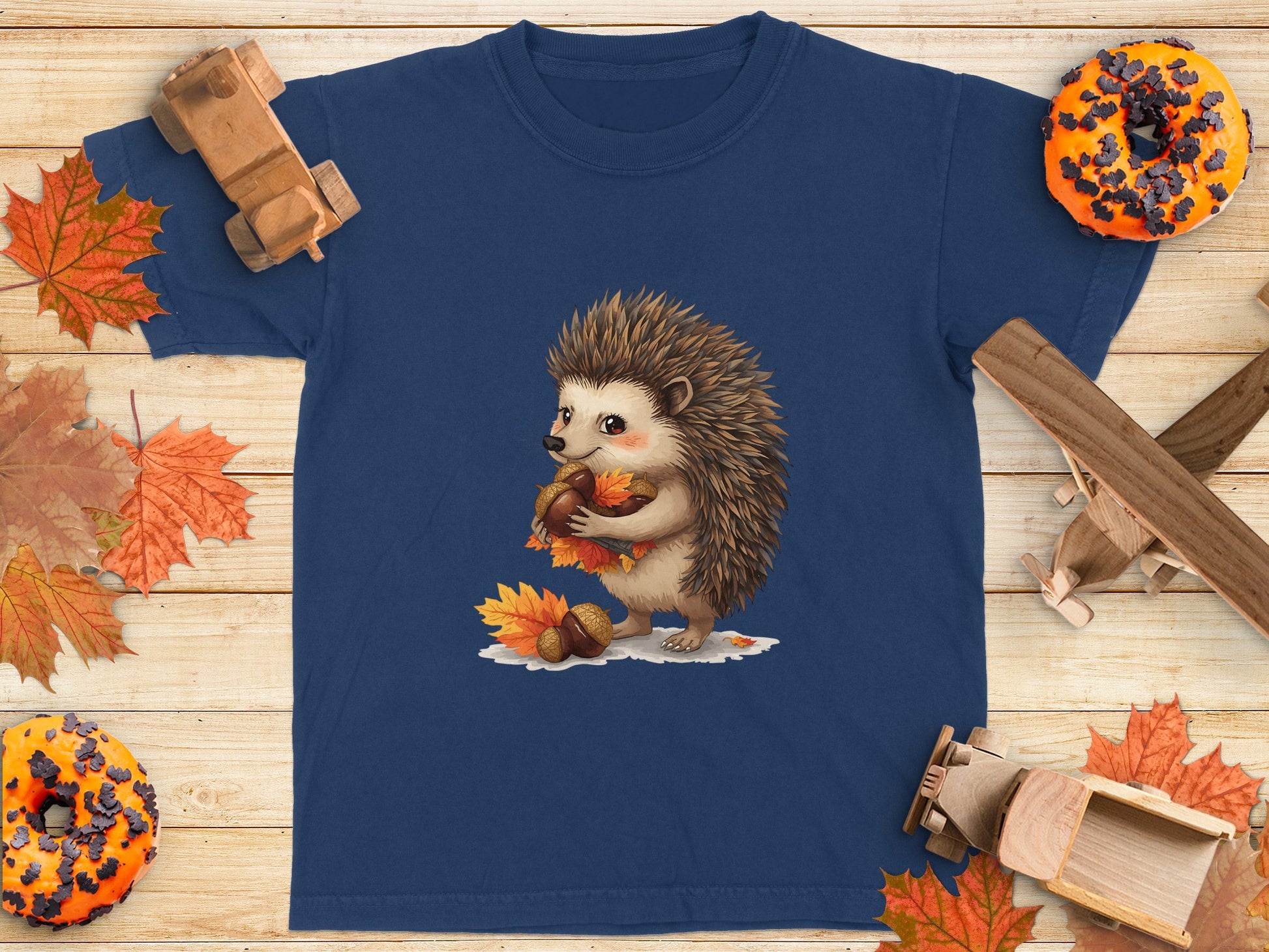 Adorable Hedgehog with Autumn Leaves T-shirt product