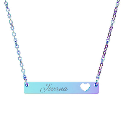 Engraved Jovana Heart Name Bar Necklace product