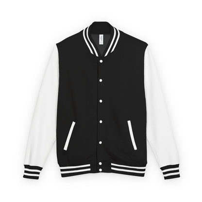 Black and White Striped Cuff Varsity Jacket Product