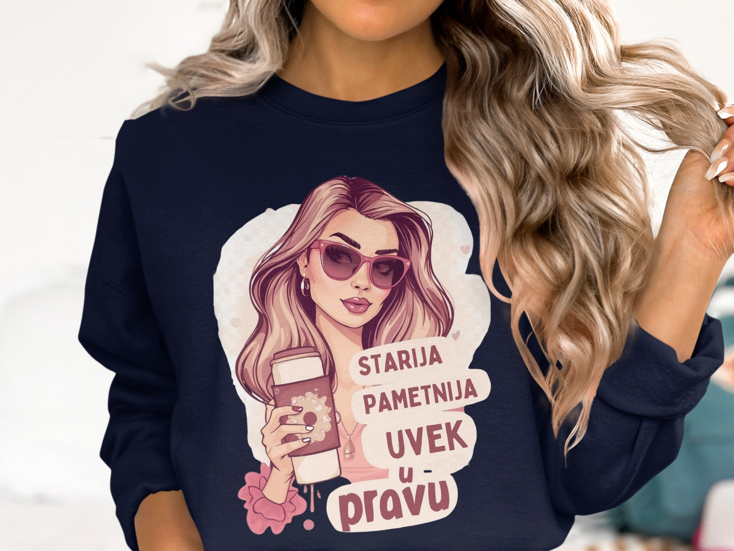 Long-Sleeve Top with Stylish Feminine Graphic