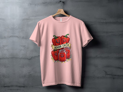 Colorful Ajvar Crew Design Pink T Shirt product type