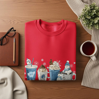 Adorable Christmas Themed Hot Chocolate Snowmen Shirt
