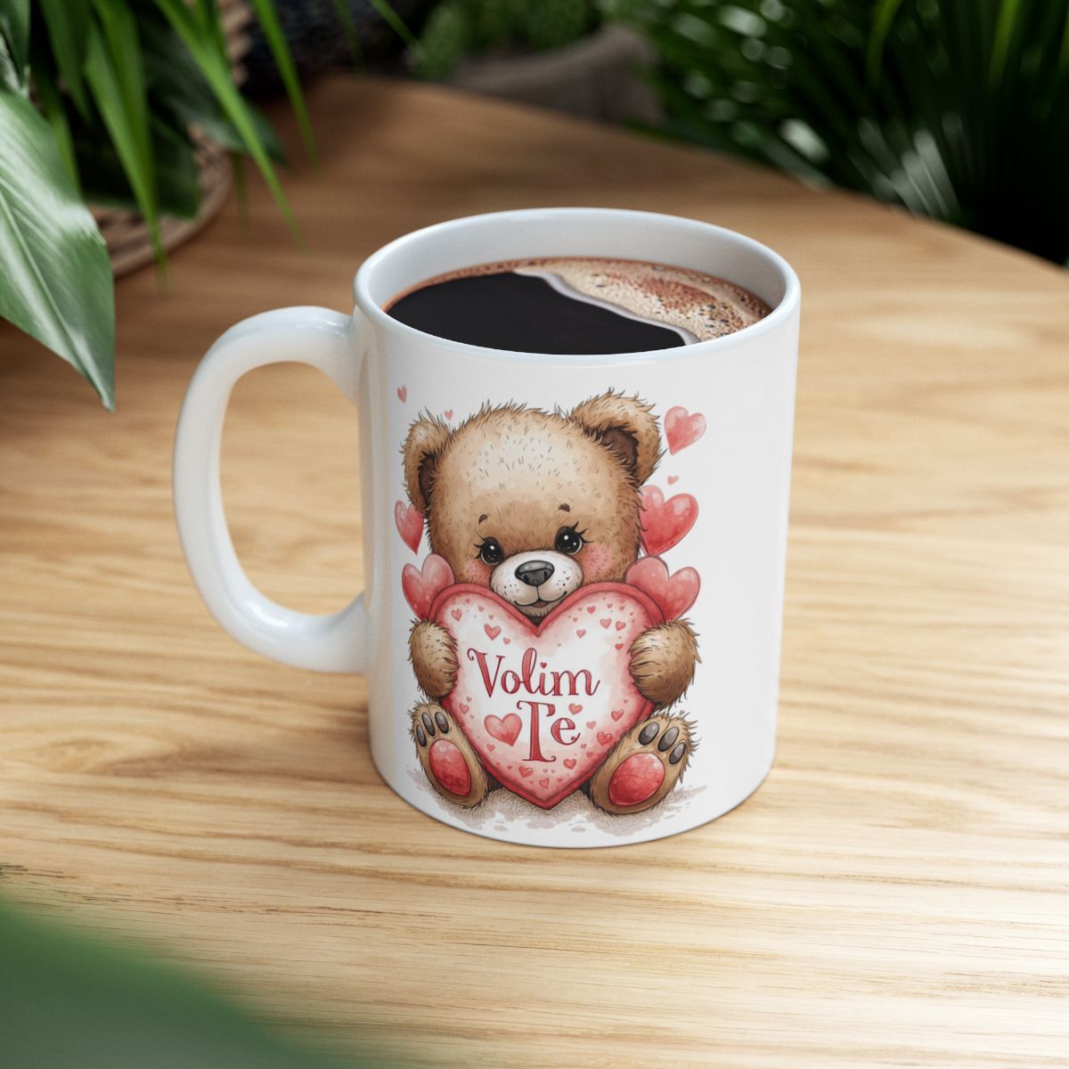 Volim Te Teddy Bear Hearts Coffee Mug