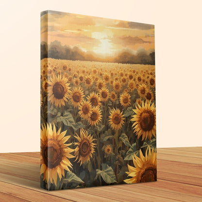 Beautiful Sunflower Field with Golden Sunset product