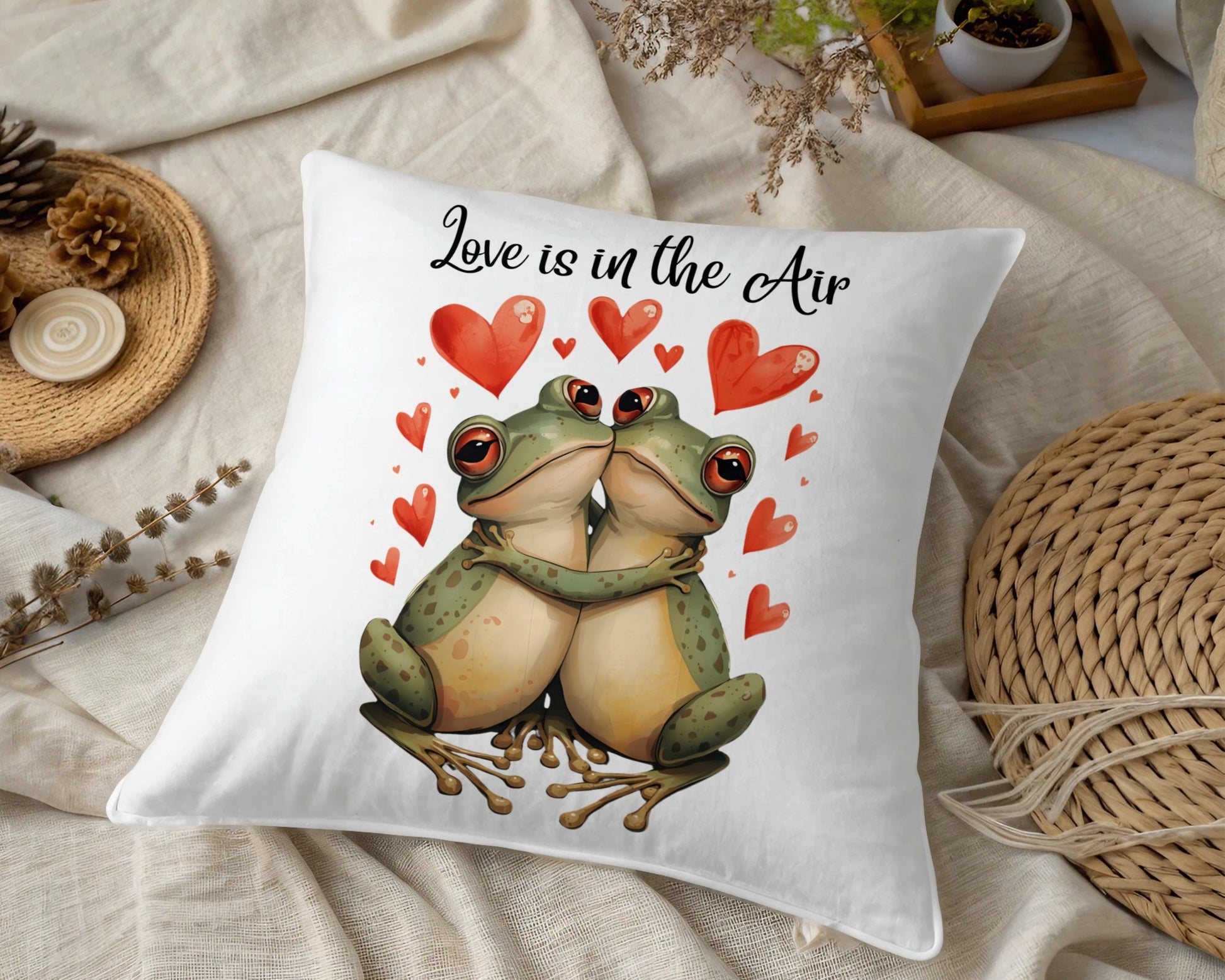 Love is in the Air Frog Design Decorative Pillow