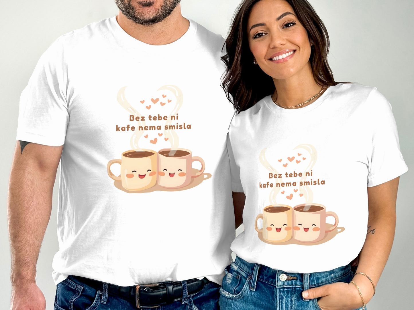 Cute Coffee Lovers Couple Matching T-Shirts Design