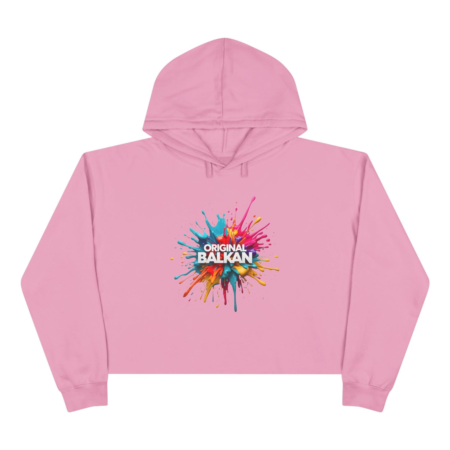 Pink Cropped Hoodie Original Balkan Paint Splatter Design product type