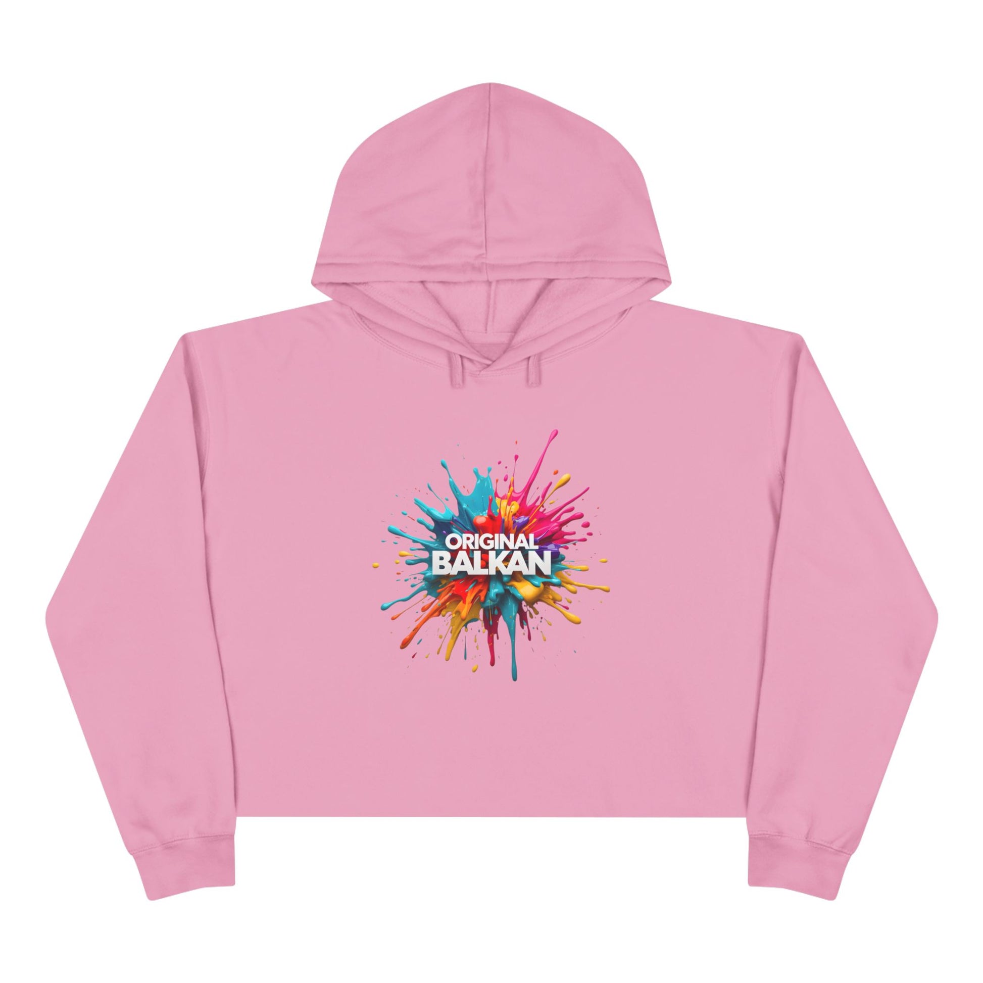 Pink Cropped Hoodie Original Balkan Paint Splatter Design product type