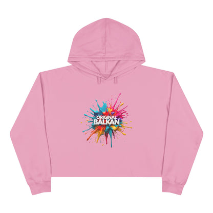 Pink Cropped Hoodie Original Balkan Paint Splatter Design product type