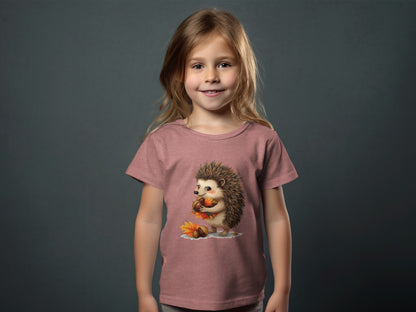 Cute Hedgehog with Autumn Leaves Girls Shirt product