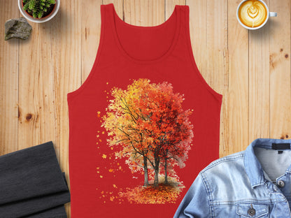 Stunning Autumn Tree Print Red Tank Top product