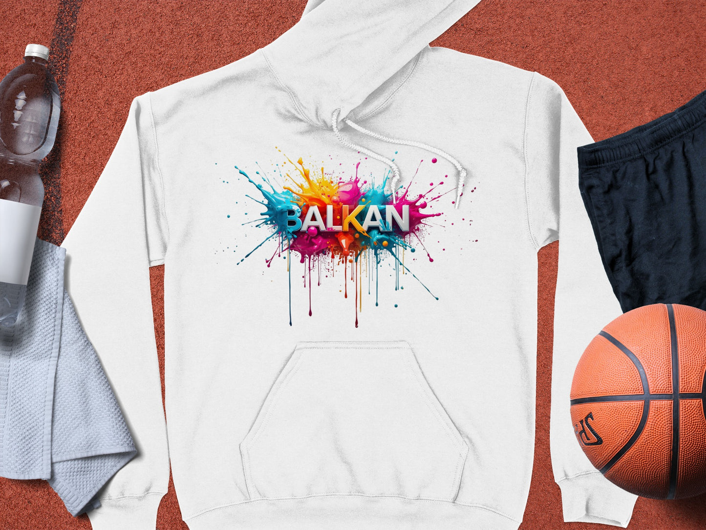 White Balkan Splatter Design Colorful Hoodie product type