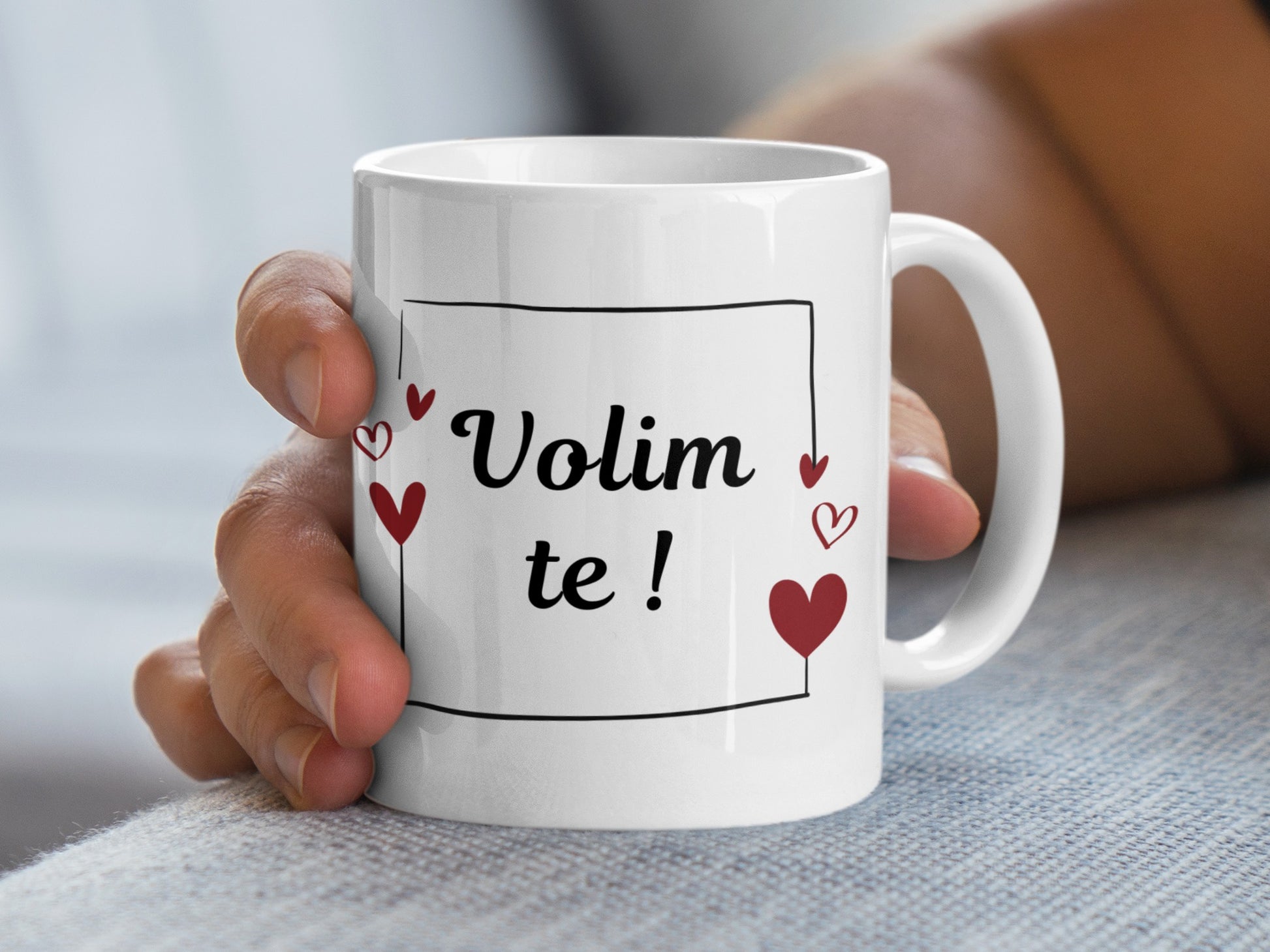 Volim Te Ceramic Coffee Mug with Heart Designs